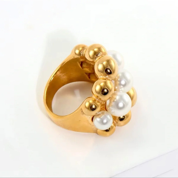 Baroque Pearl Gold Beads Pearl Rings - Picture 14 of 15
